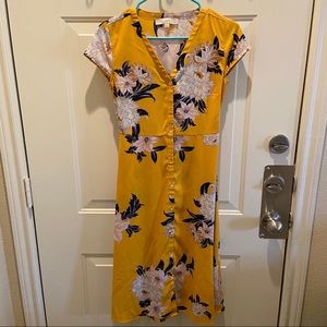 Loft Petites golden floral summer dress